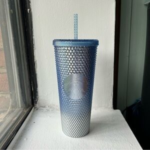 Starbucks Venti Tumbler Blue Silver Ombre Studded Sparkle 2023 Holiday